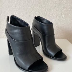 RAG & BONE LIAM OPEN TOE BLACK LEATHER BOOTIES